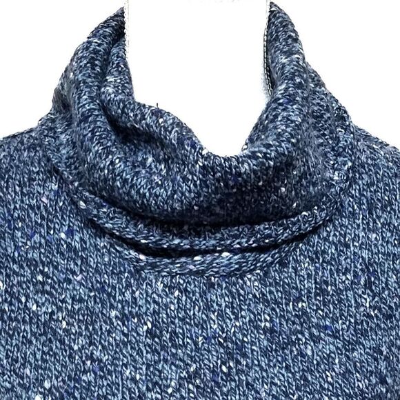 Express Vintage 90s Blue Wool Speckled Knit Flare Sleeve Turtleneck Sweater S - Picture 4 of 9